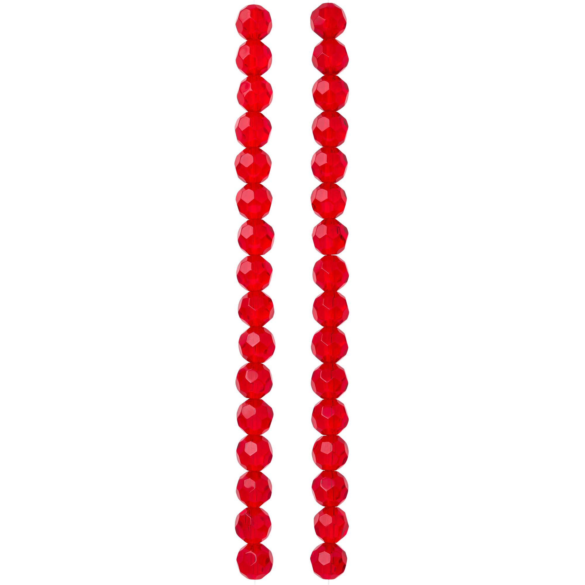 Ruby Faceted Glass Round Beads, 10mm by Bead Landing™
